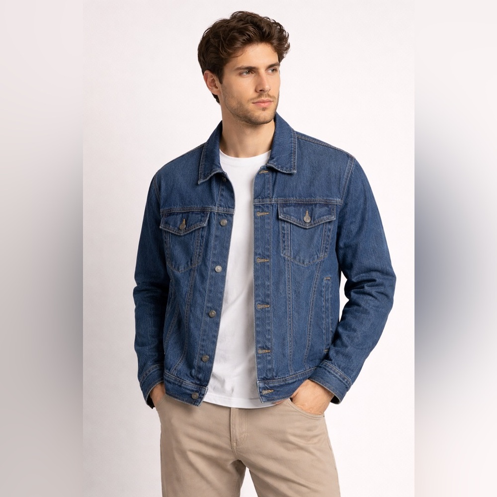 Men's Classic Blue Denim Jacket - Casual Trucker Style